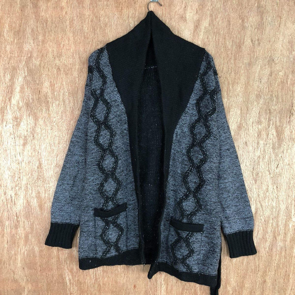 Homespun Knitwear Japan Black art cable knitwear Cardigan #H0101 Size US M / EU 48-50 / 2 - 1 Thumbnail