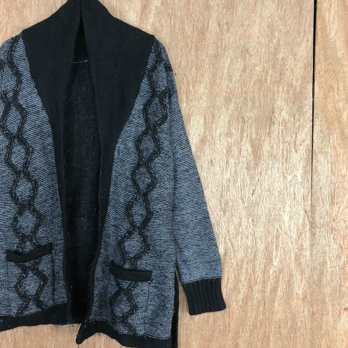 Homespun Knitwear Japan Black art cable knitwear Cardigan #H0101 Size US M / EU 48-50 / 2 - 5 Thumbnail