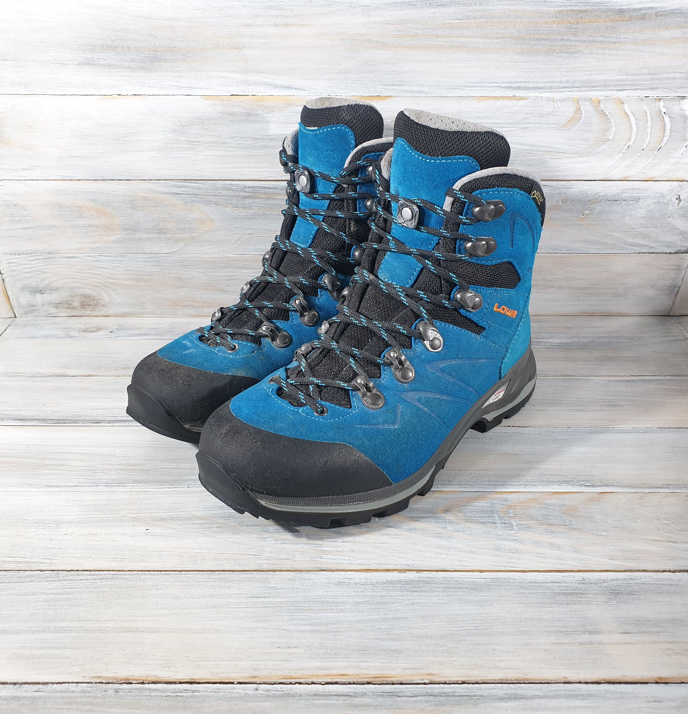 Goretex Lowa Badia GTX Ws Gore-Tex Trekking Boots Turquoise/Mandarin Size US 5.5 / IT 35.5 - 4 Thumbnail