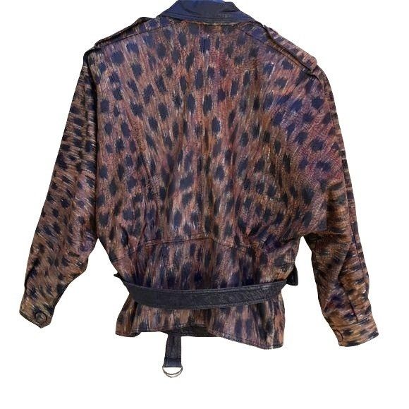 Vintage Vtg 80s Womens Jacket Leather Bomber Hand Painted Upcycled W Size M / US 6-8 / IT 42-44 - 2 Preview