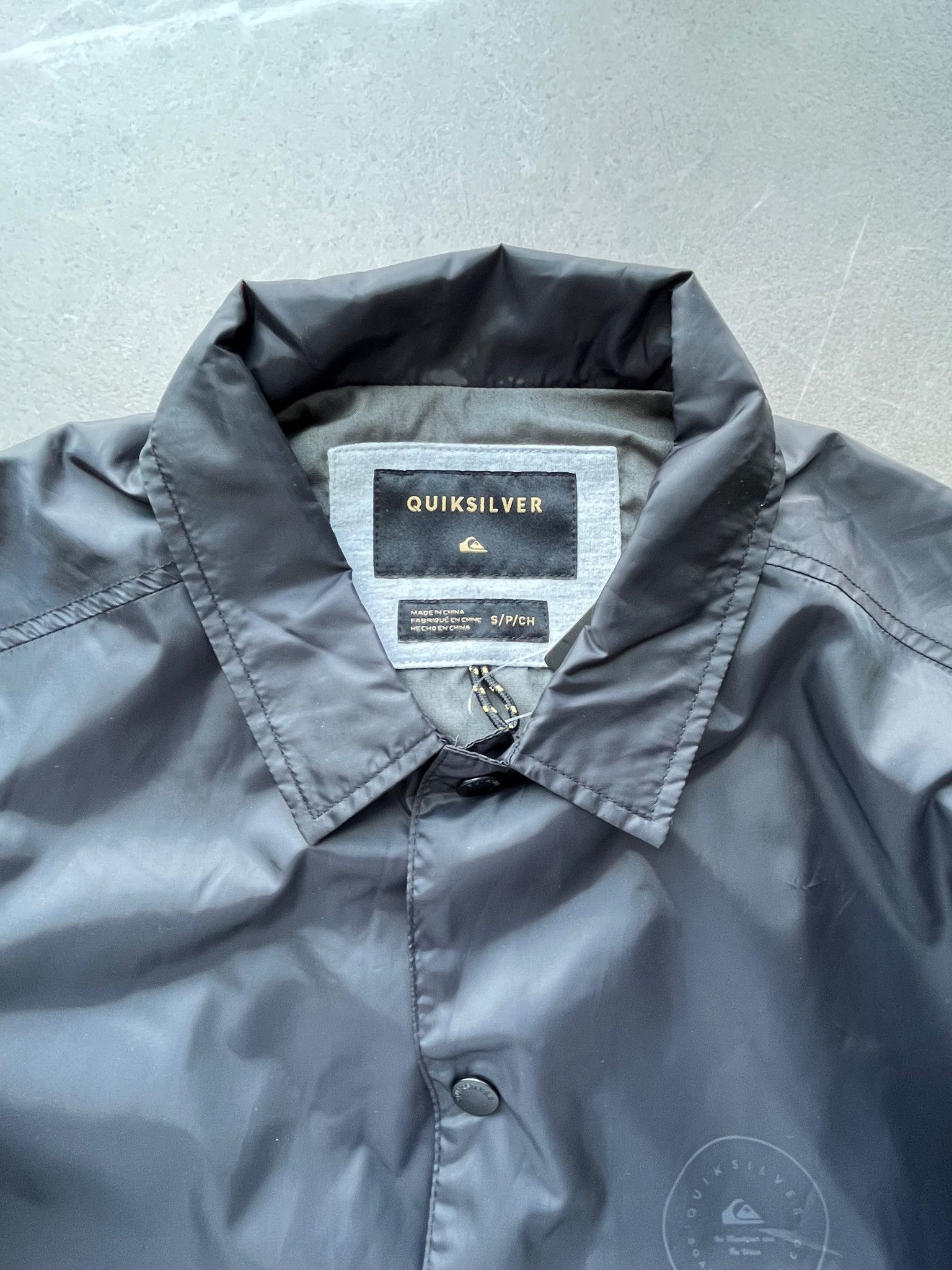 Quiksilver Black Windproof Beach Surfing Skate Coach Jacket