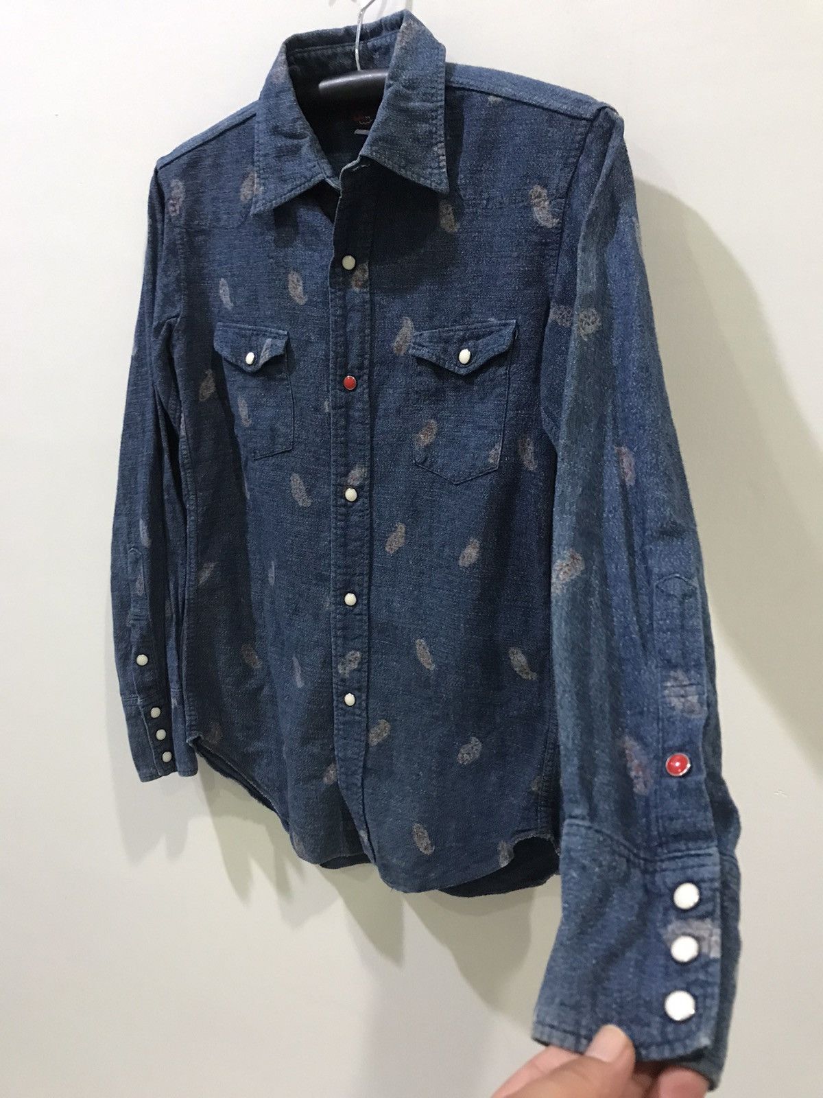 45rpm 45rpm Japan Full Print Logo Indigo Red Eye Western Shirt Size US S / EU 44-46 / 1 - 9 Thumbnail