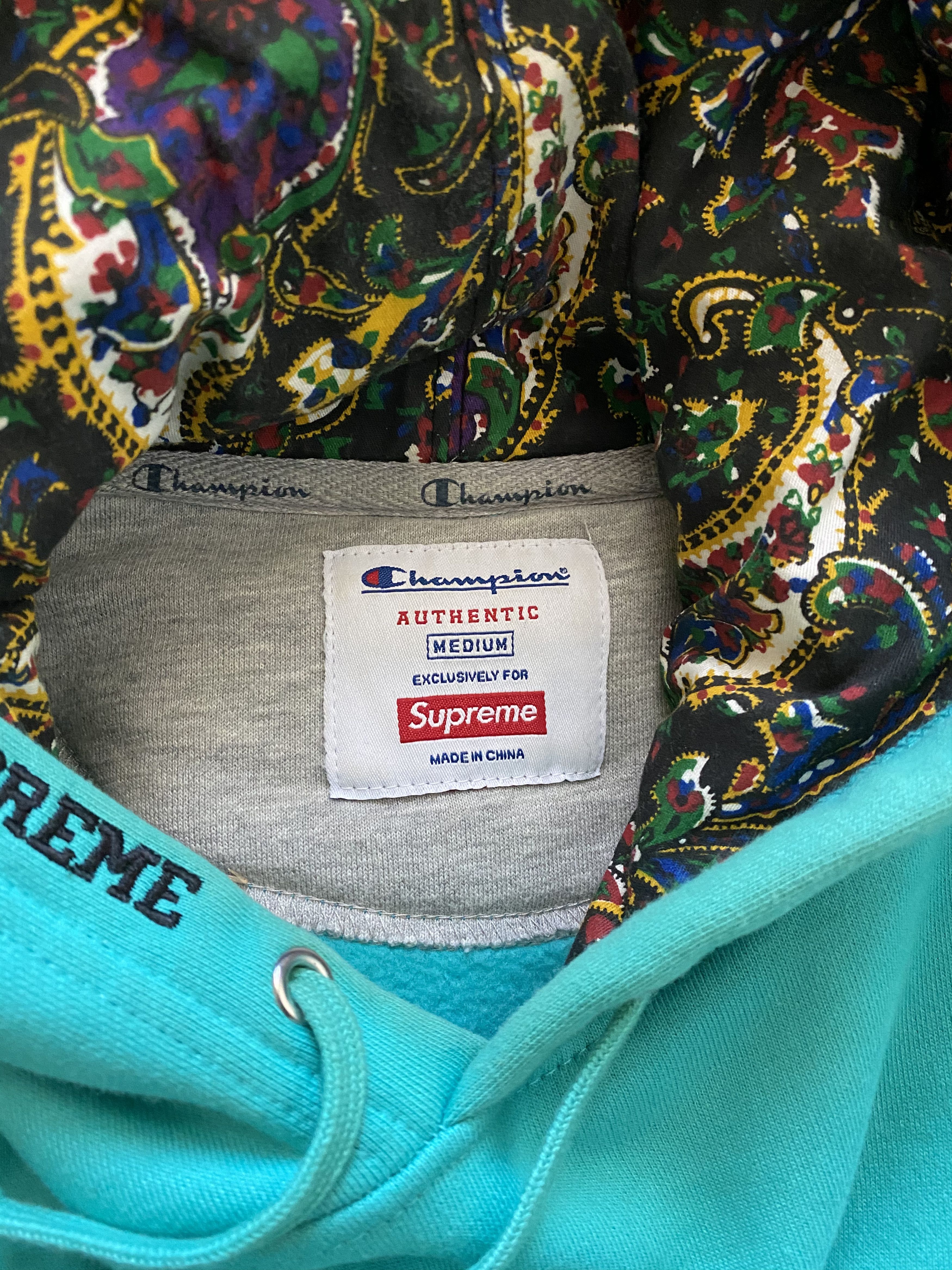 Champion × Supreme Supreme Champion Paisley Hoodie Size US M / EU 48-50 / 2 - 3 Thumbnail