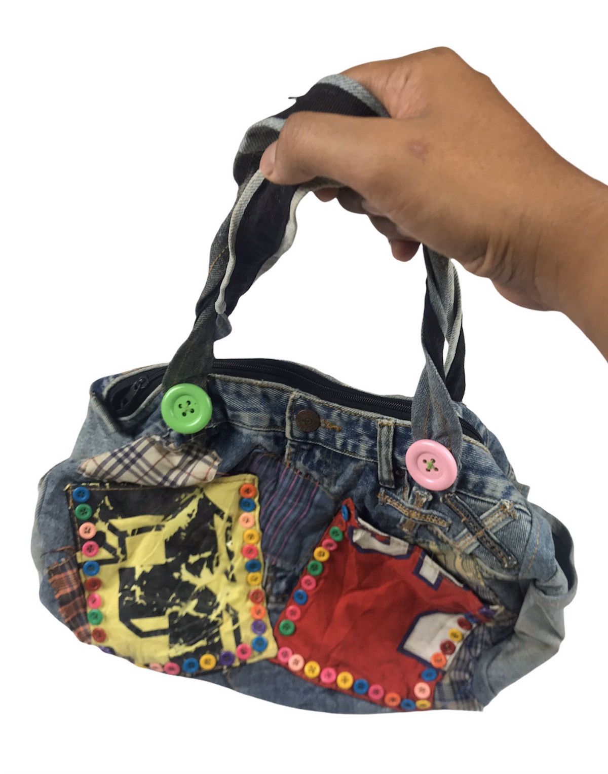 Handmade × Japanese Brand Handmade Japanese Brand Patchwork Denim Rebuilt Tote Bag Size ONE SIZE - 9 Thumbnail