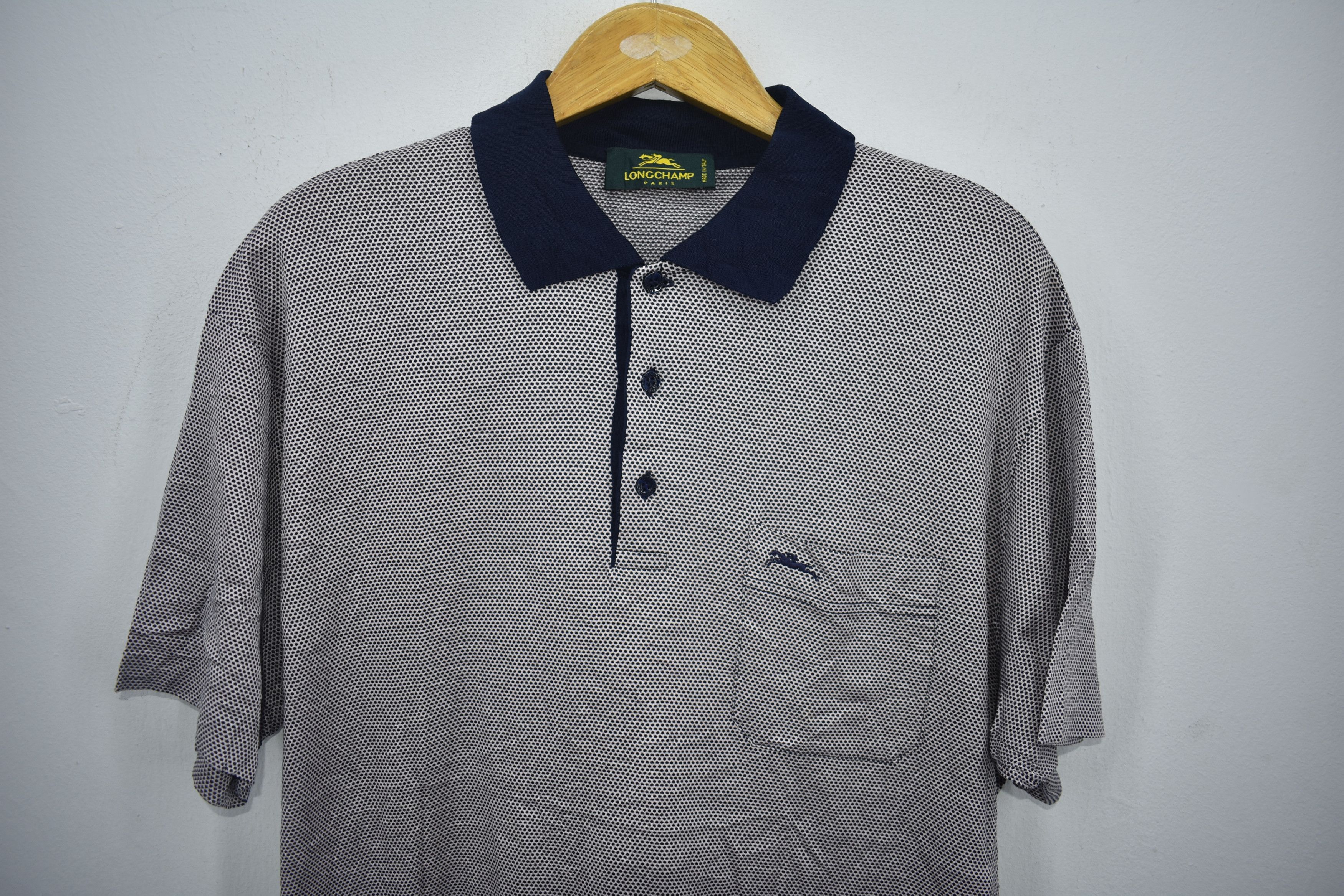 Longchamp × Vintage Vintage Longchamp Polo Shirt Stripe Dot Italy Size US L / EU 52-54 / 3 - 2 Thumbnail