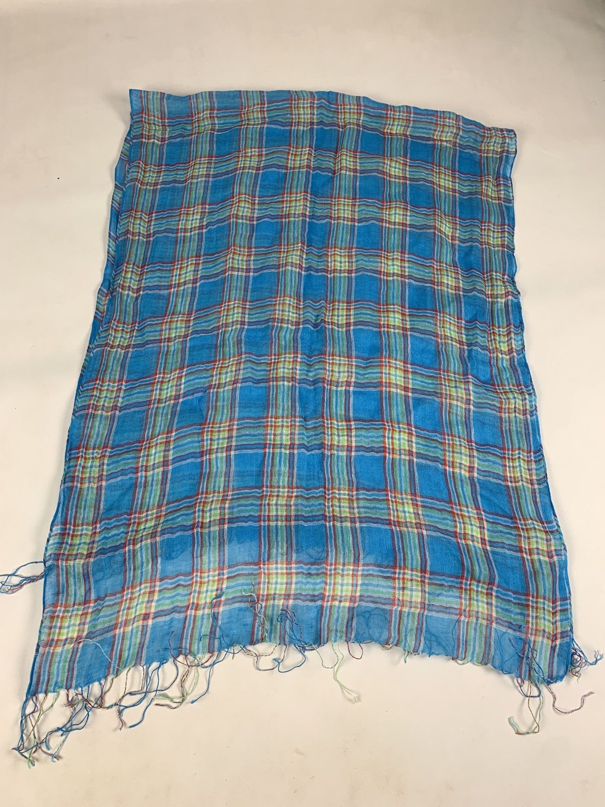 Issey Miyake Vintage Sunao Kuwahara Checkered Scarf Size ONE SIZE - 3 Thumbnail