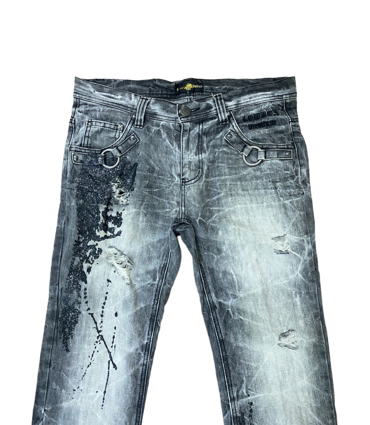 Designer × Japanese Brand × Vintage VINTAGE LOWBOX PREMIUM DISTRESSED GLITTER SPLASHED FLARED Size US 32 / EU 48 - 3 Thumbnail
