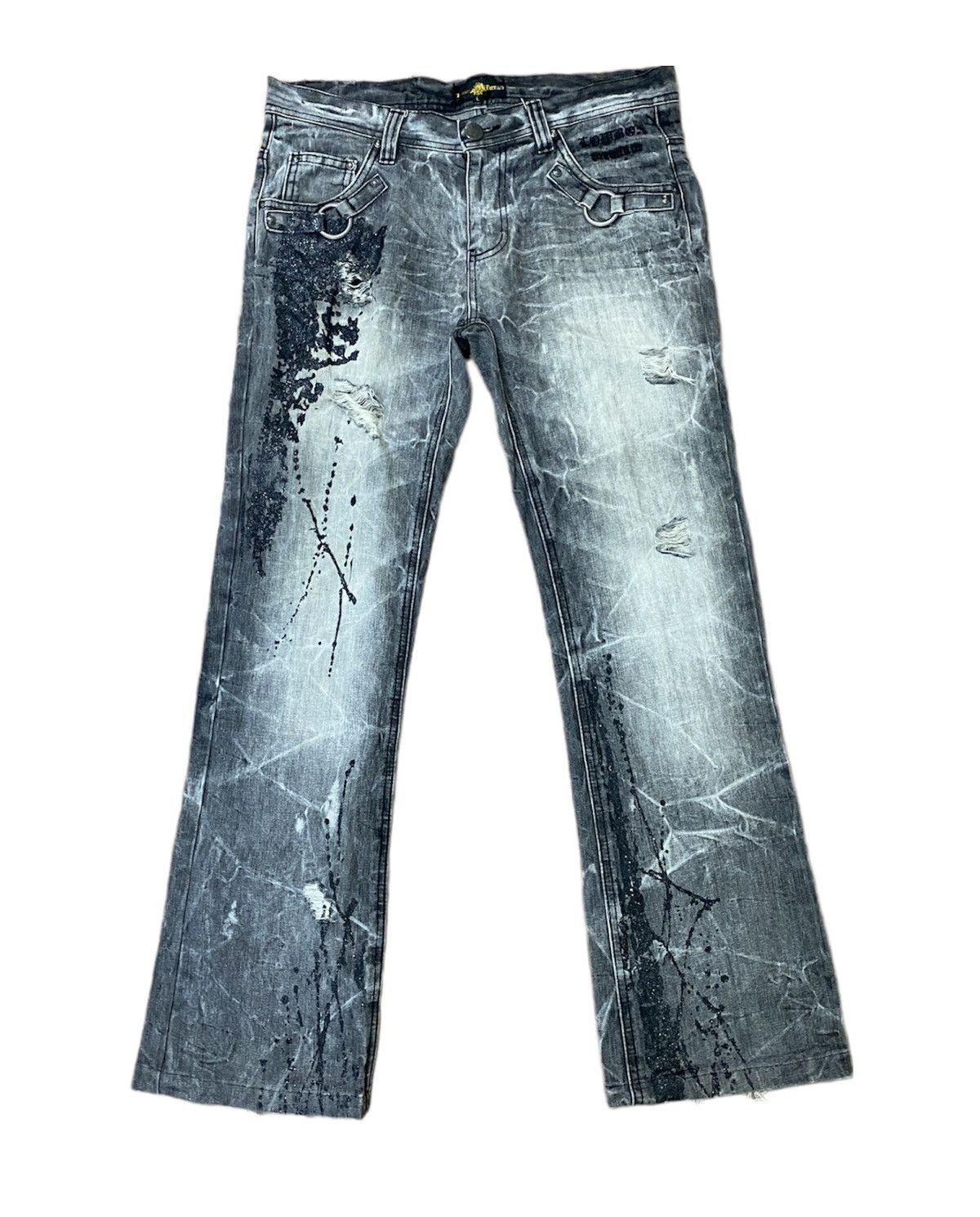 Designer × Japanese Brand × Vintage VINTAGE LOWBOX PREMIUM DISTRESSED GLITTER SPLASHED FLARED Size US 32 / EU 48 - 1 Thumbnail
