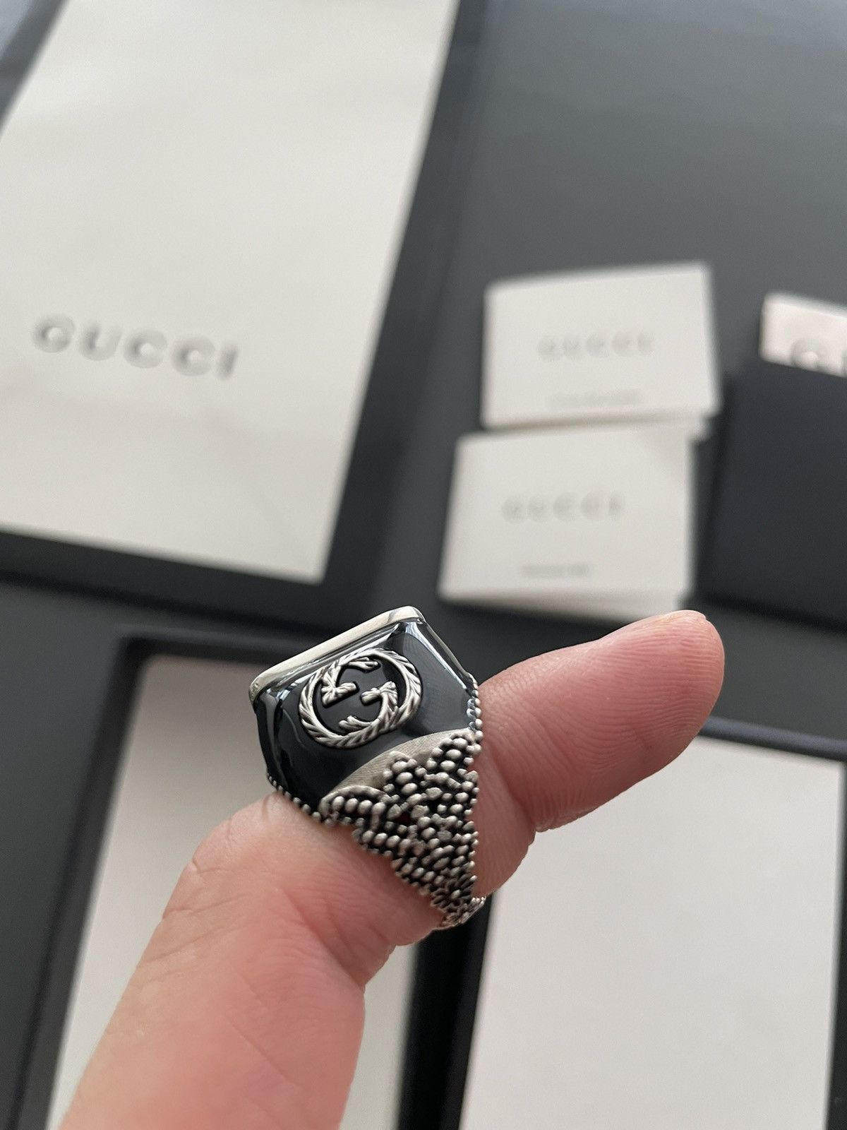 Gucci New Super Runway Limited Edition Diamond 💎 Stone Men’s Ring Size ONE SIZE - 14 Thumbnail