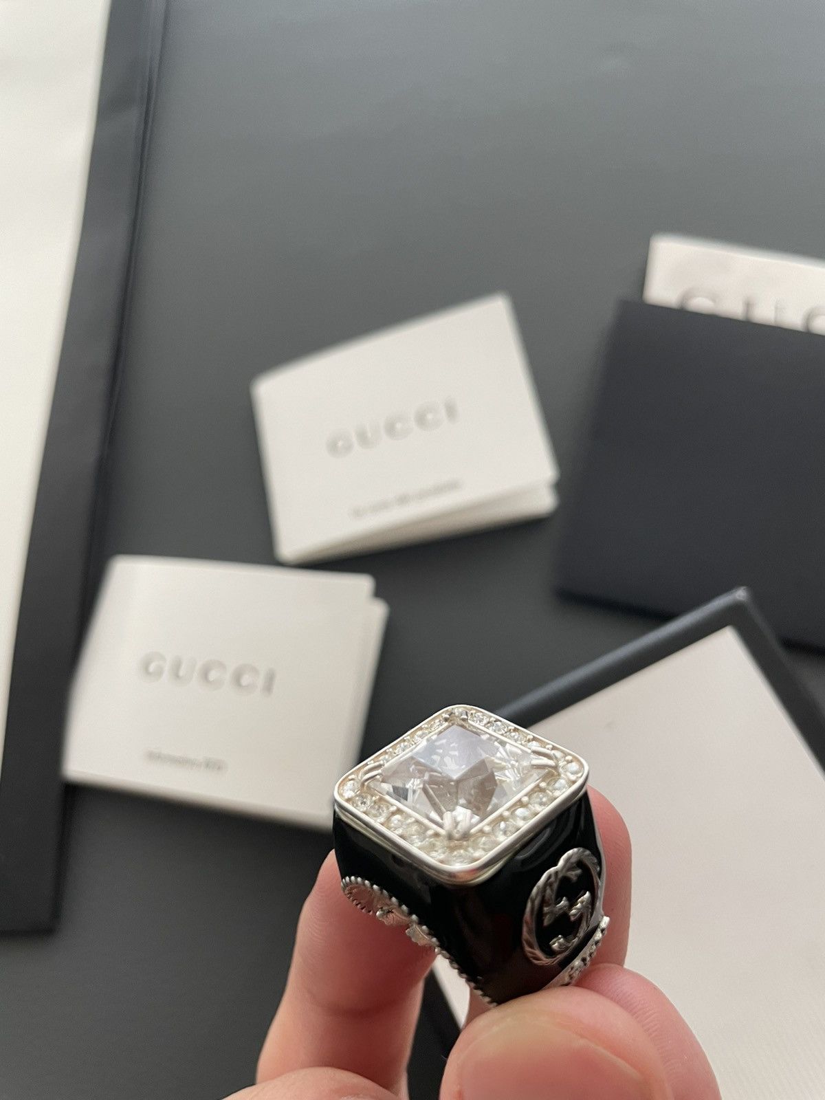 Gucci New Super Runway Limited Edition Diamond 💎 Stone Men’s Ring Size ONE SIZE - 19 Thumbnail