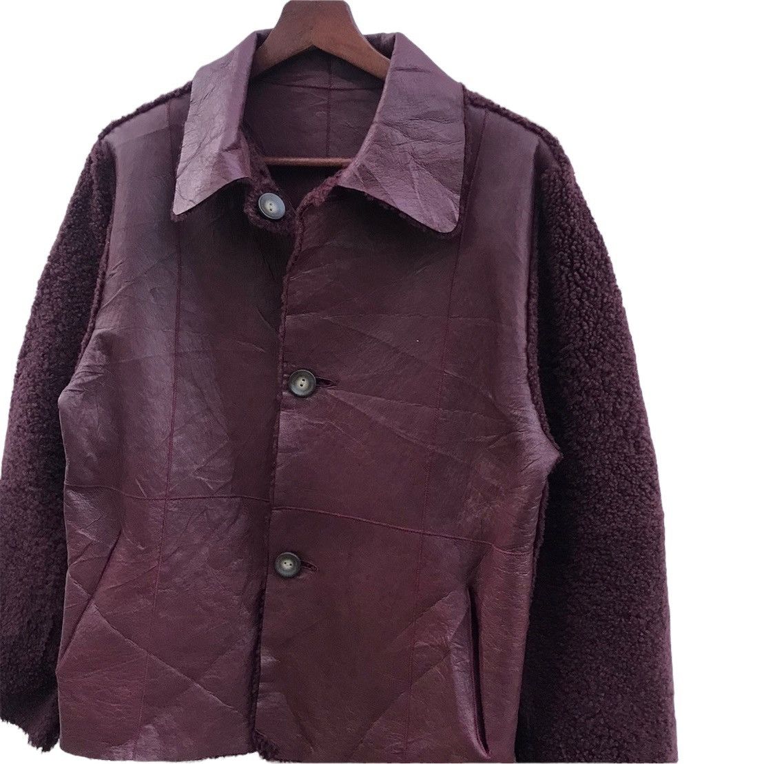 Japanese Brand Vintage Leather Jacket Wool Reversible Size US M / EU 48-50 / 2 - 3 Thumbnail
