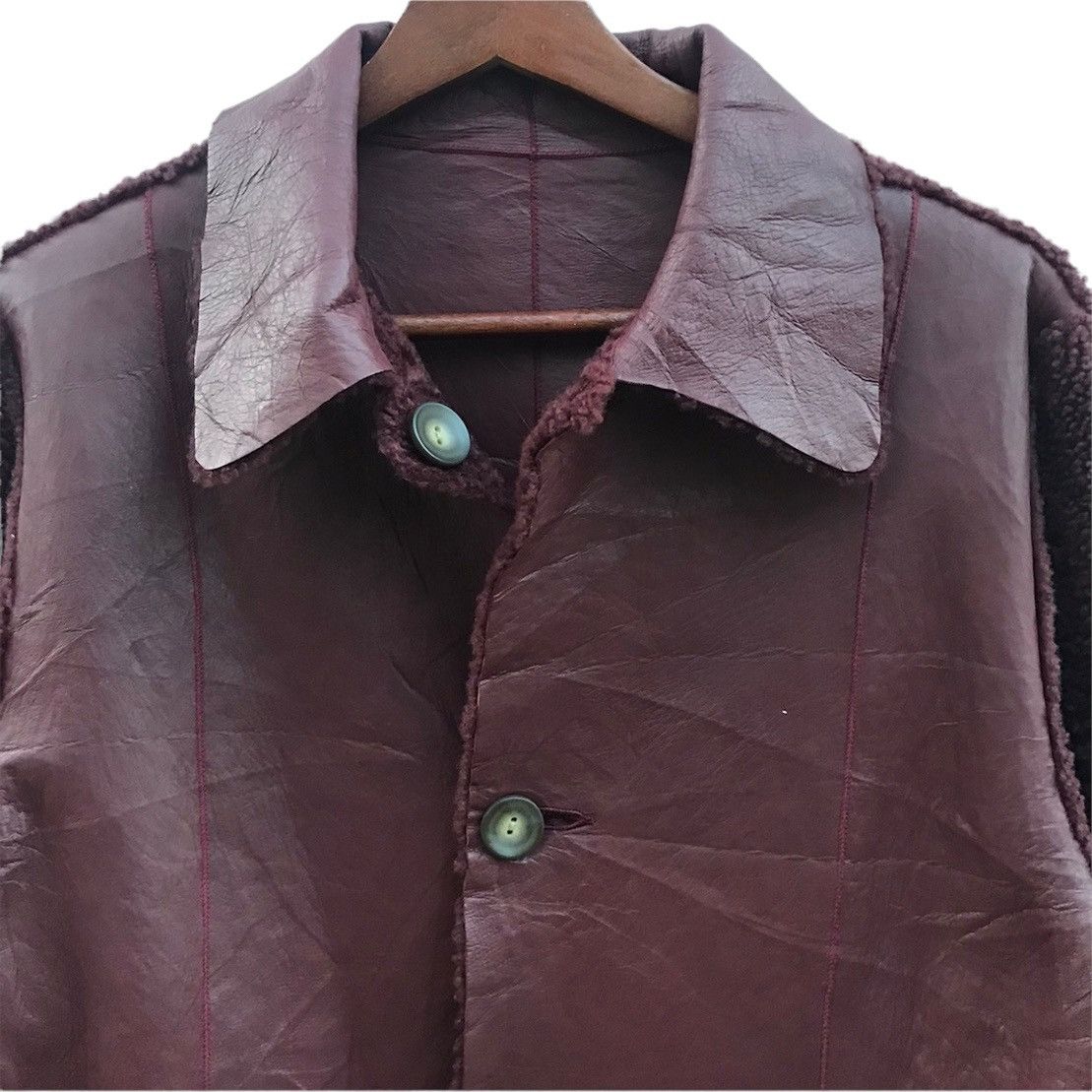 Japanese Brand Vintage Leather Jacket Wool Reversible Size US M / EU 48-50 / 2 - 4 Thumbnail