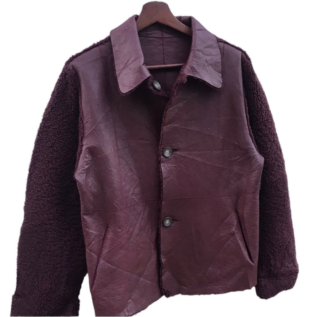 Japanese Brand Vintage Leather Jacket Wool Reversible Size US M / EU 48-50 / 2 - 2 Thumbnail