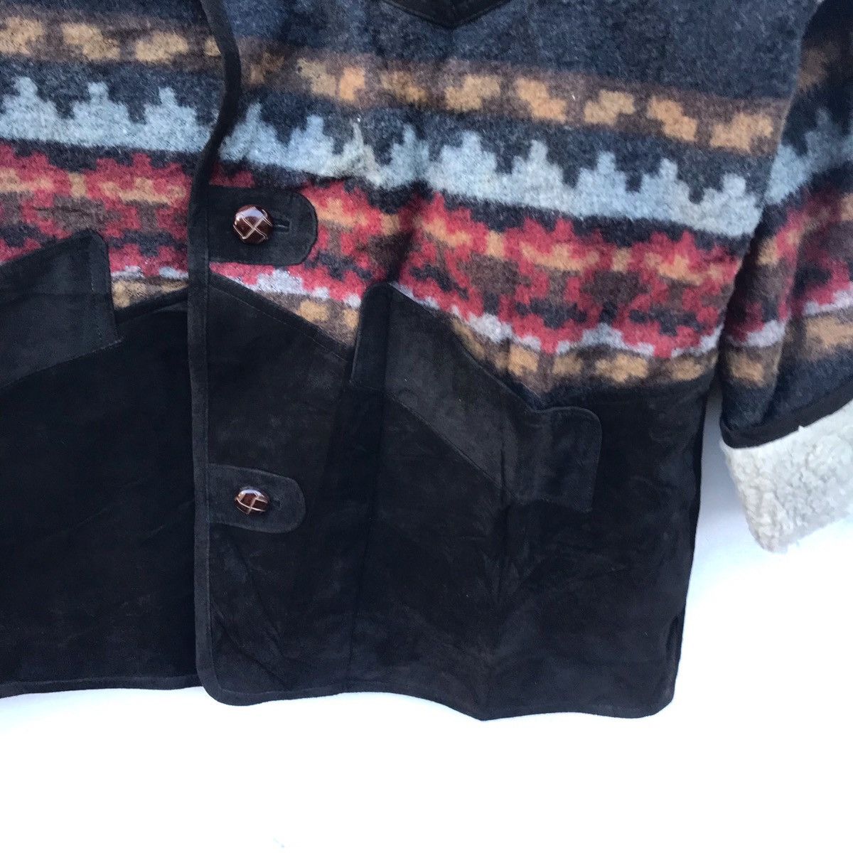 Japanese Brand Vintage Native Bandana Leather Wool Buttonup Jacket Size US L / EU 52-54 / 3 - 4 Thumbnail