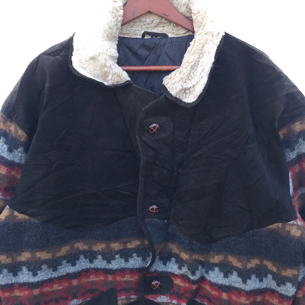 Japanese Brand Vintage Native Bandana Leather Wool Buttonup Jacket Size US L / EU 52-54 / 3 - 5 Thumbnail