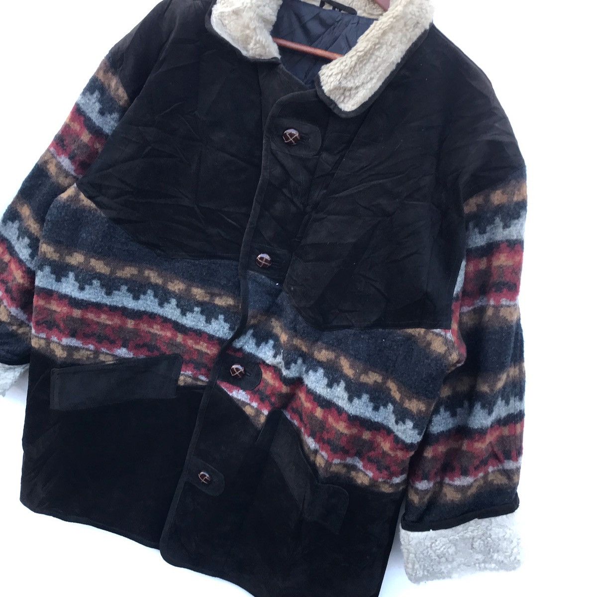Japanese Brand Vintage Native Bandana Leather Wool Buttonup Jacket Size US L / EU 52-54 / 3 - 3 Thumbnail