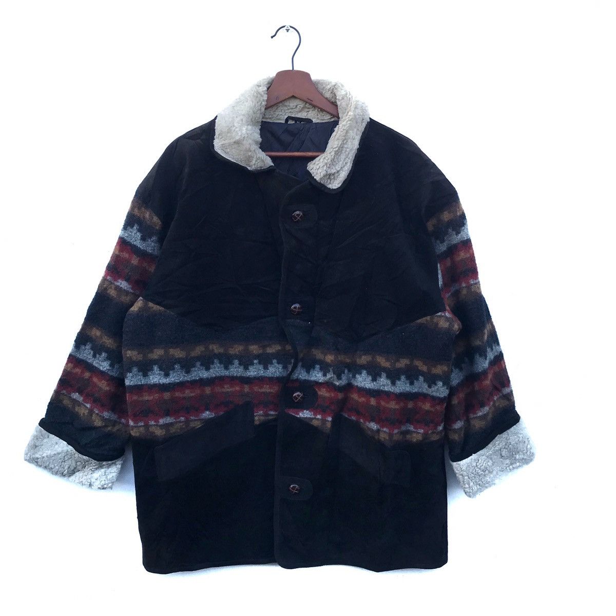 Japanese Brand Vintage Native Bandana Leather Wool Buttonup Jacket Size US L / EU 52-54 / 3 - 1 Thumbnail