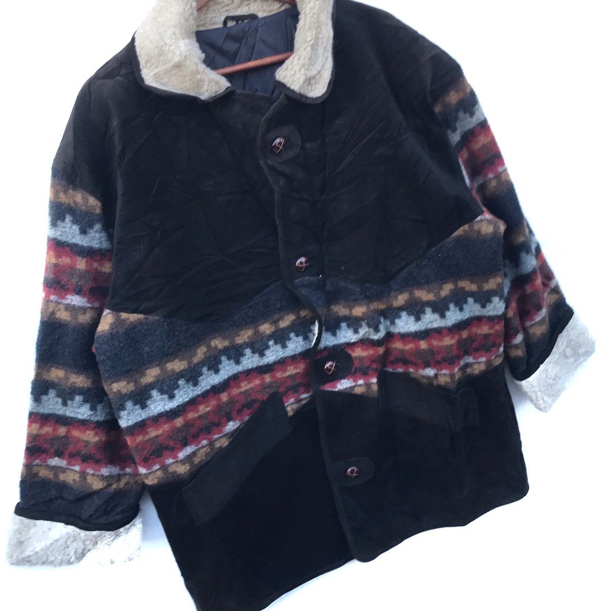 Japanese Brand Vintage Native Bandana Leather Wool Buttonup Jacket Size US L / EU 52-54 / 3 - 2 Thumbnail