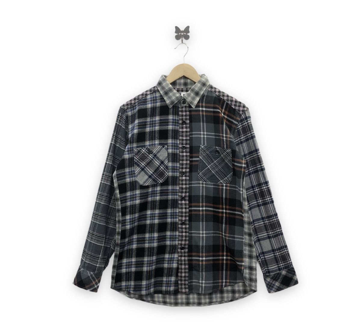 image of Multicolour Nice Design Flannel Button Shirt, Men's (Size Medium)