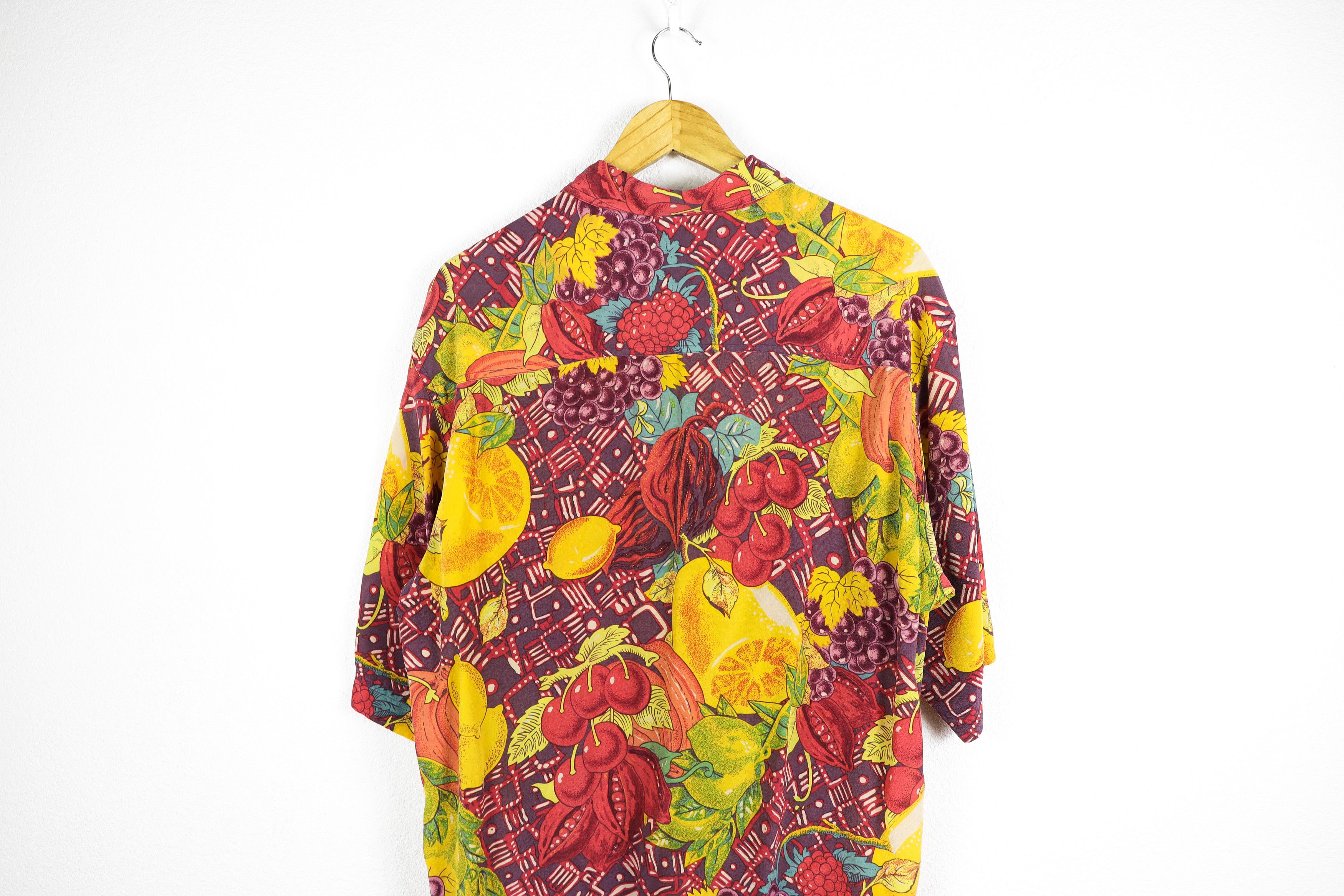 SikSilk × Vintage Vintage Fenn Wright Manson Fruit Printed Pattern Silk Shirt Size US L / EU 52-54 / 3 - 8 Thumbnail