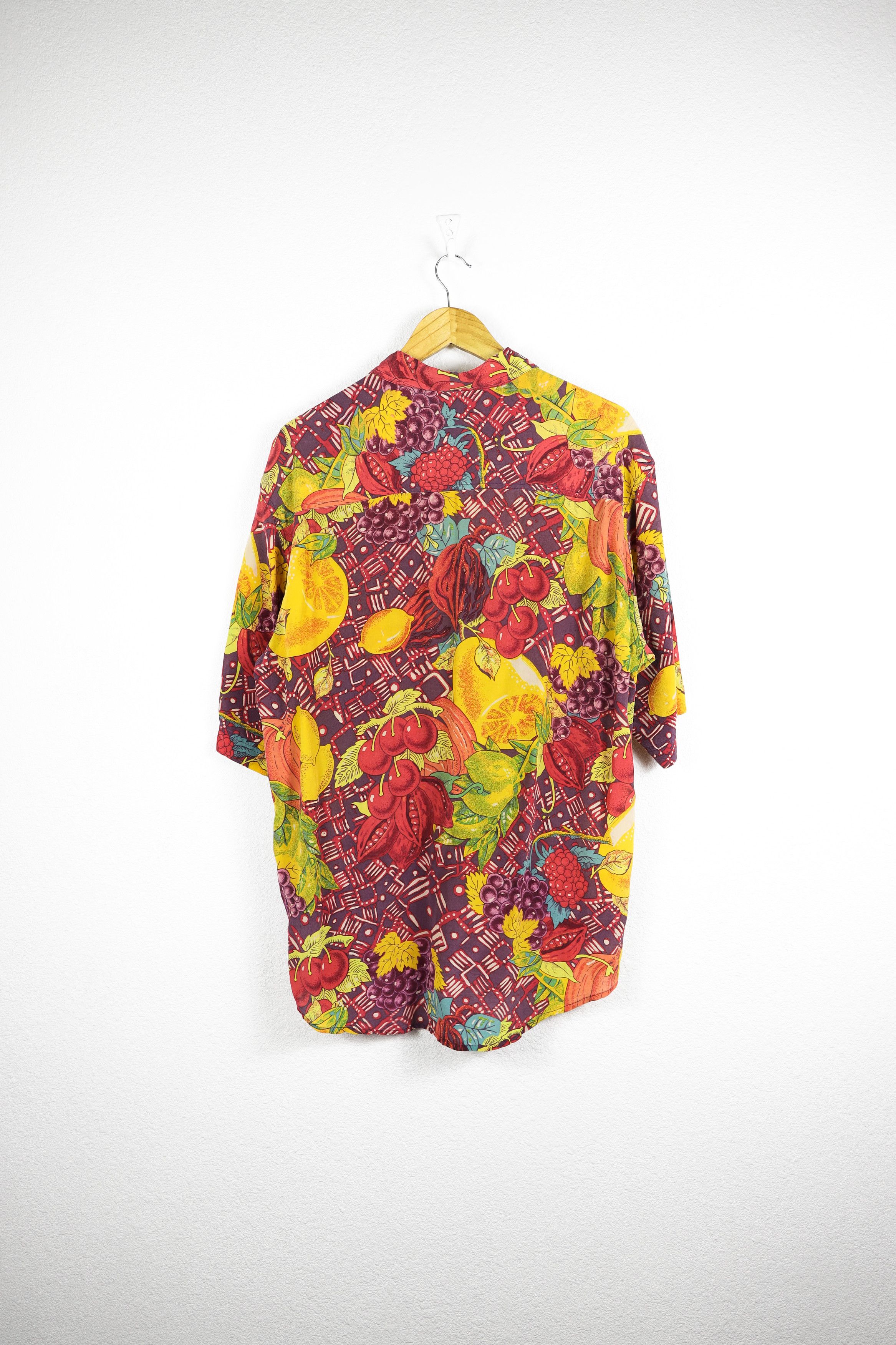 SikSilk × Vintage Vintage Fenn Wright Manson Fruit Printed Pattern Silk Shirt Size US L / EU 52-54 / 3 - 7 Thumbnail