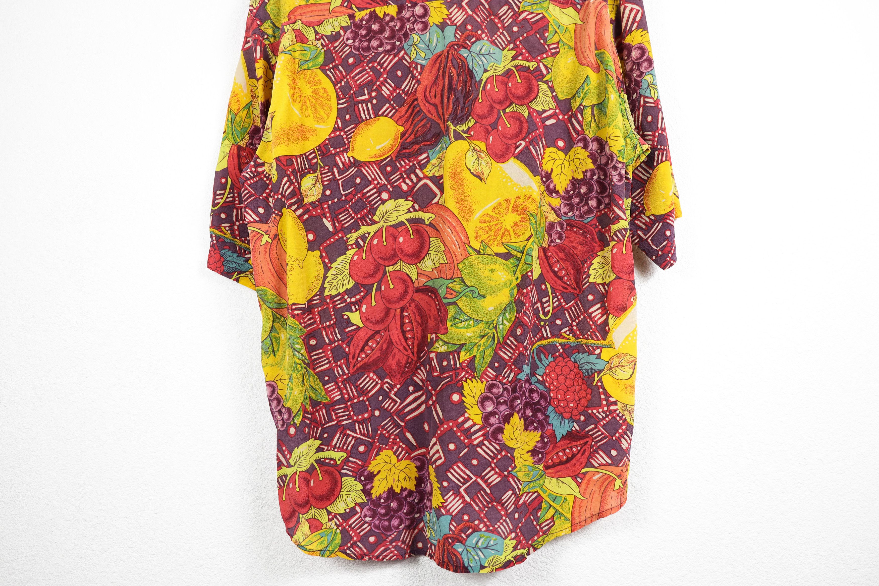 SikSilk × Vintage Vintage Fenn Wright Manson Fruit Printed Pattern Silk Shirt Size US L / EU 52-54 / 3 - 9 Thumbnail