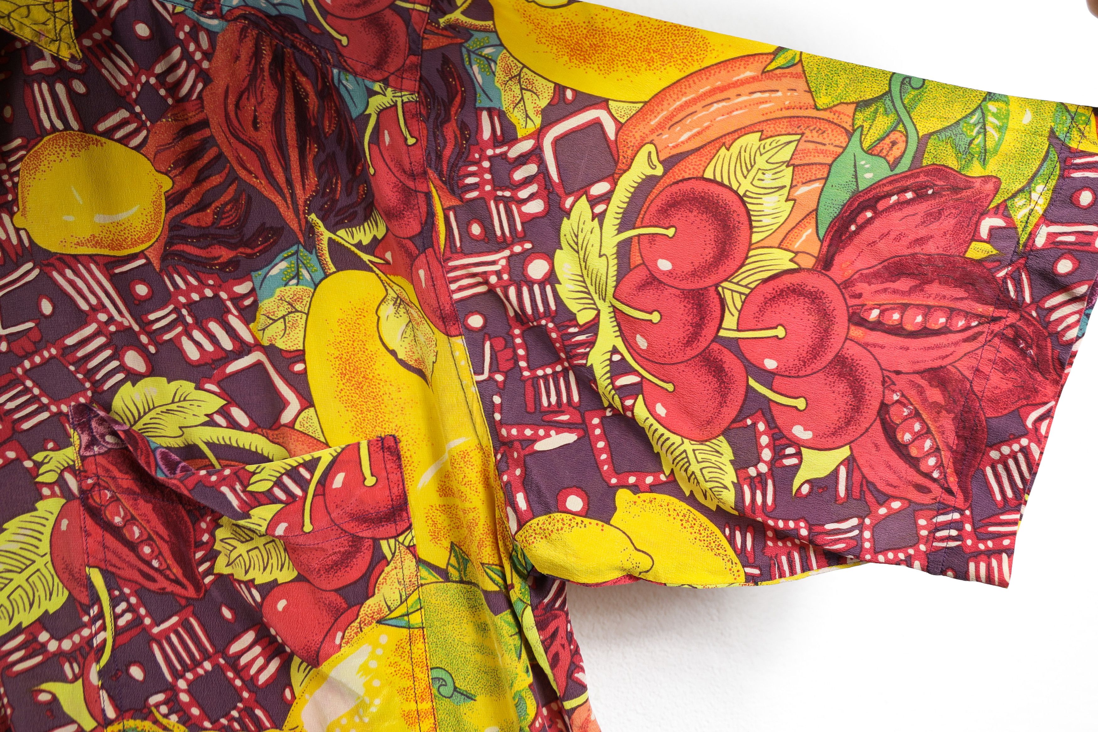 SikSilk × Vintage Vintage Fenn Wright Manson Fruit Printed Pattern Silk Shirt Size US L / EU 52-54 / 3 - 6 Thumbnail
