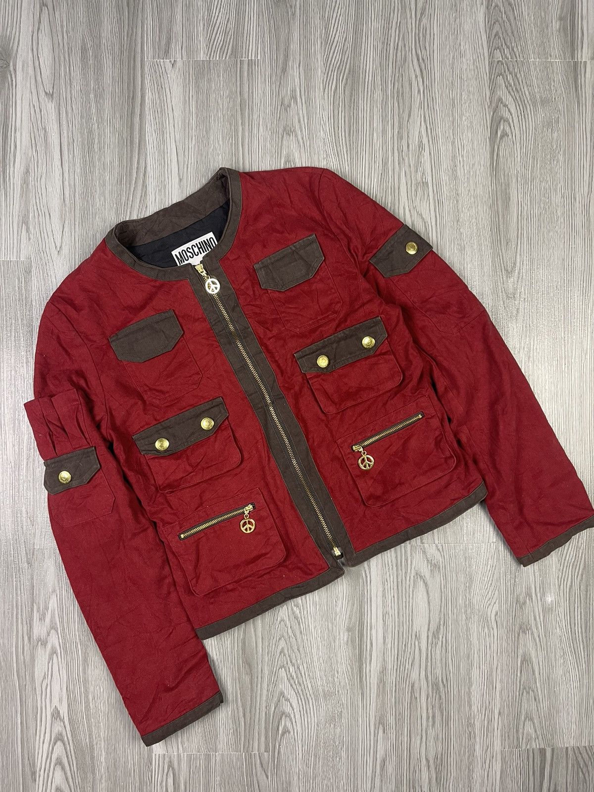 Moschino Moschino Multipocket Gold peace zipper Red Jacket Size S / US 4 / IT 40 - 1 Thumbnail
