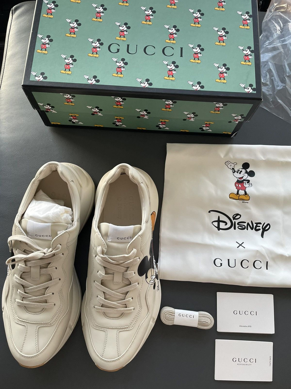 Disney × Gucci × Mickey Mouse New Super Rare Gucci x Mickey Mouse Rhyton Leather Sneaker Size US 11.5 / EU 44-45 - 12 Thumbnail