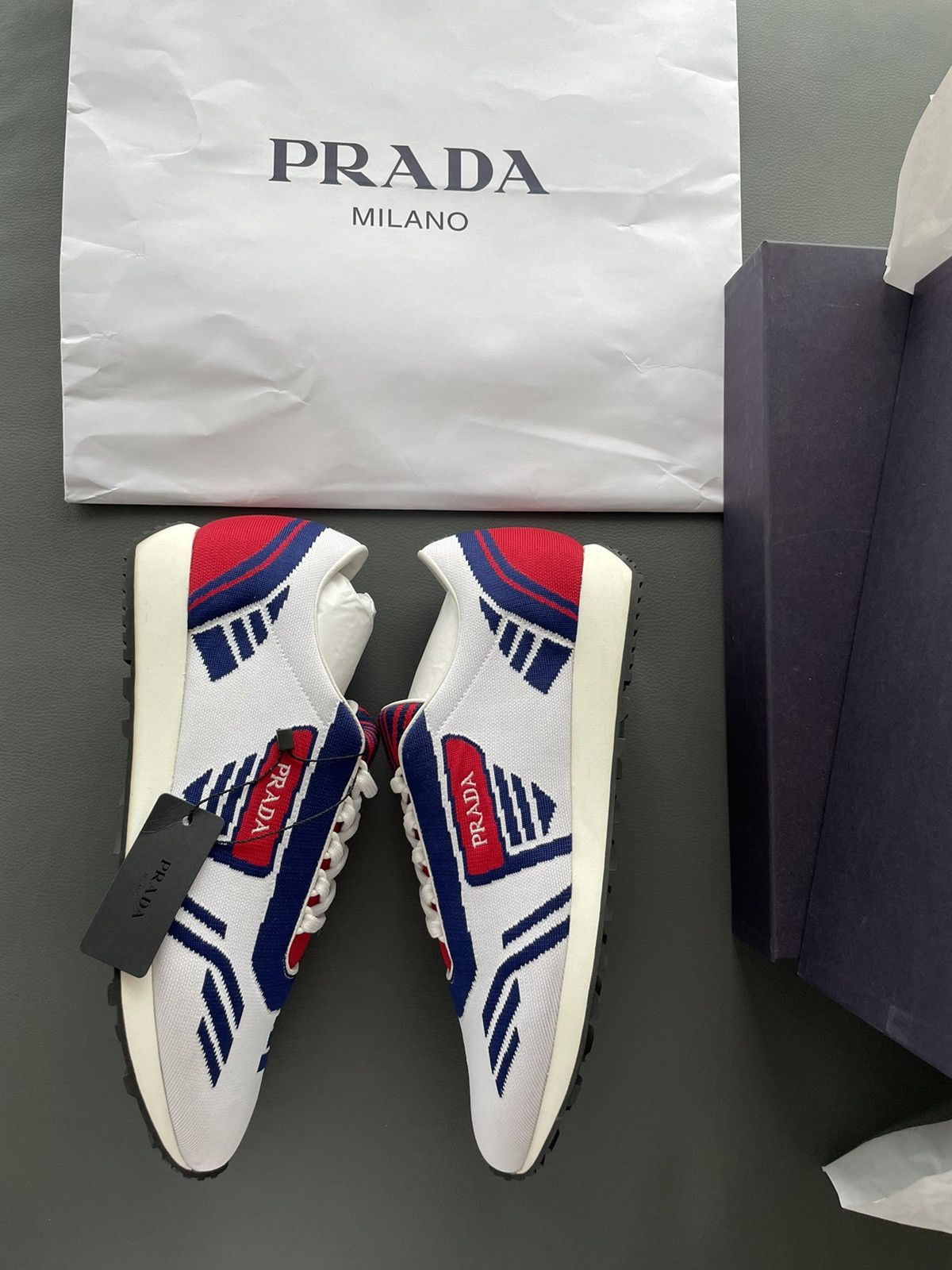 Limited Edition Rare Runway Multi Color Prada Logo Sneakers