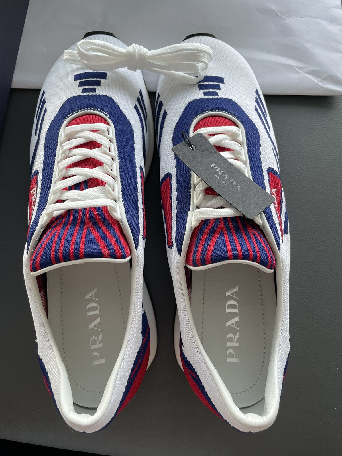 Limited Edition Rare Runway Multi Color Prada Logo Sneakers