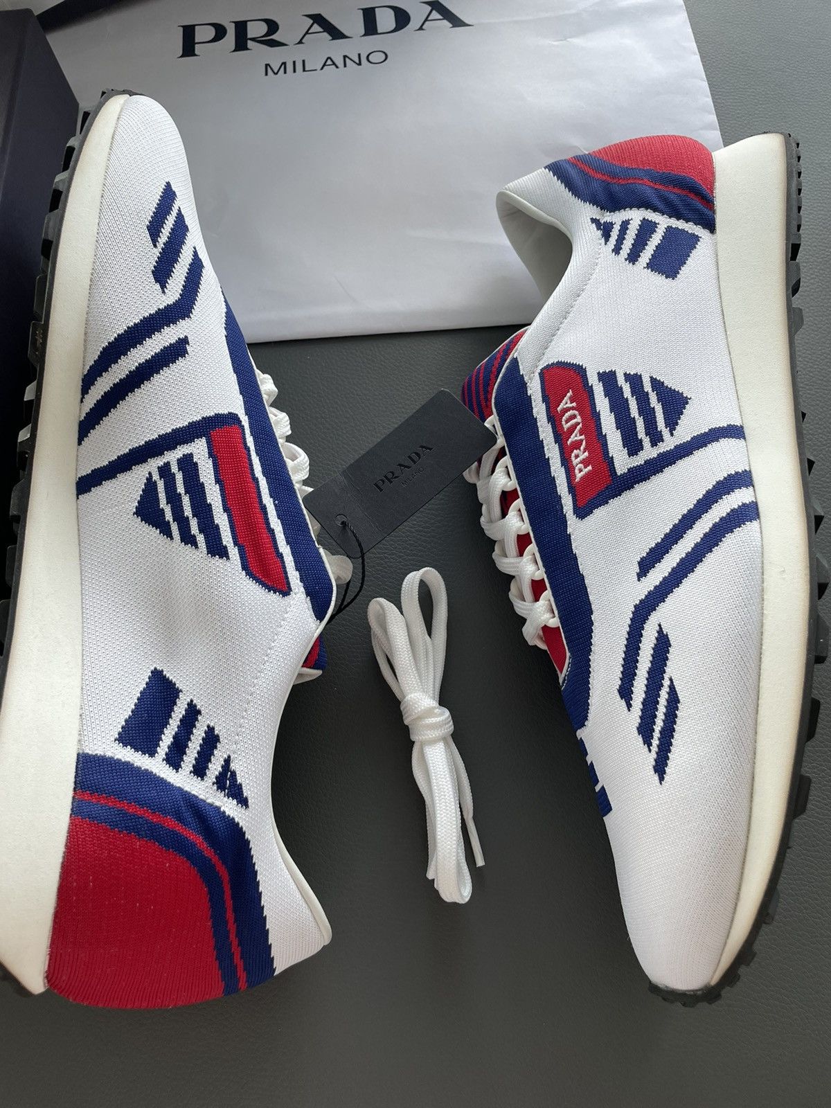 Limited Edition Rare Runway Multi Color Prada Logo Sneakers