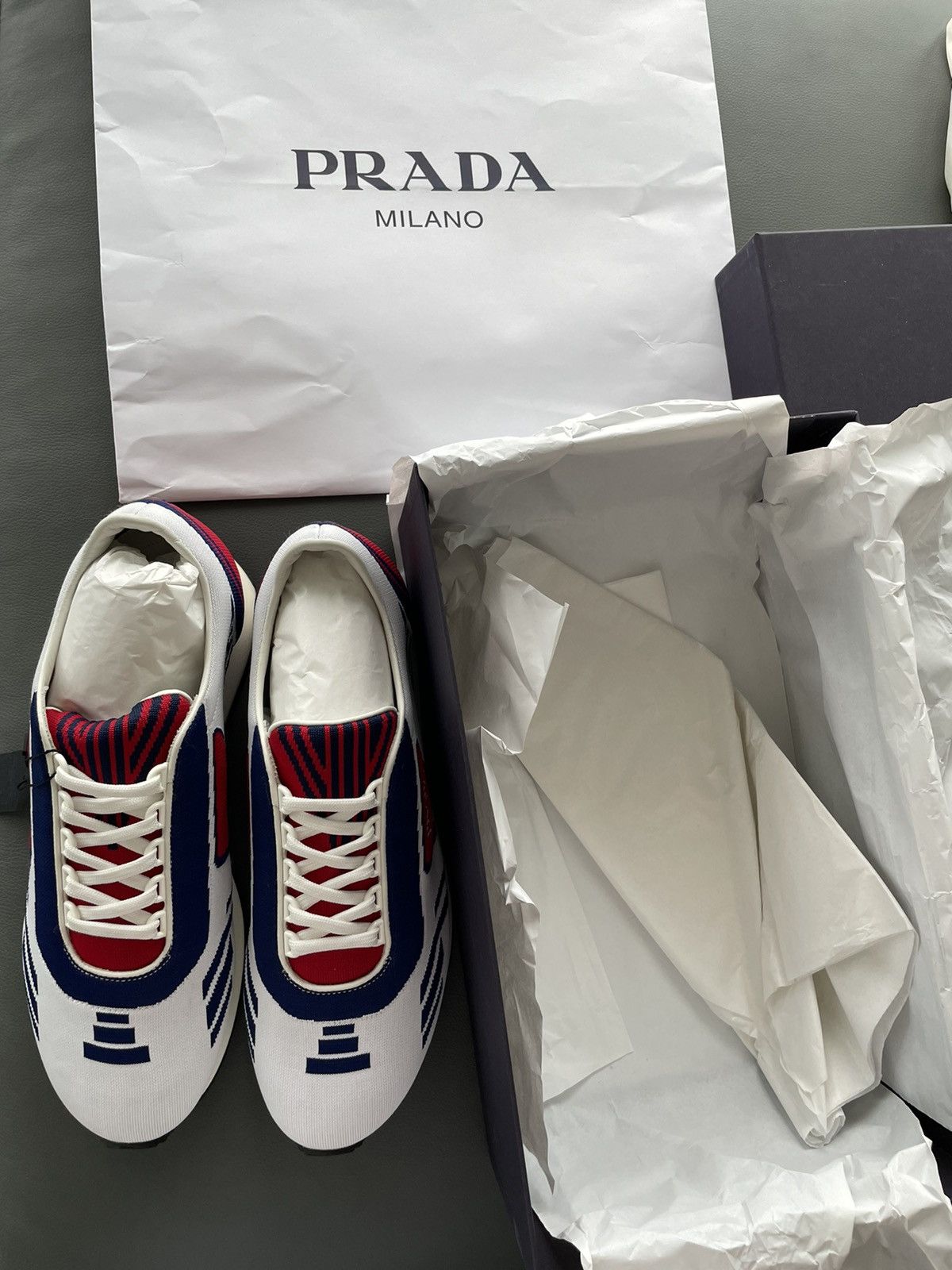 Limited Edition Rare Runway Multi Color Prada Logo Sneakers