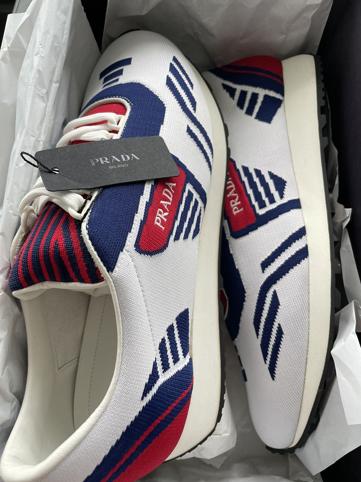 Limited Edition Rare Runway Multi Color Prada Logo Sneakers