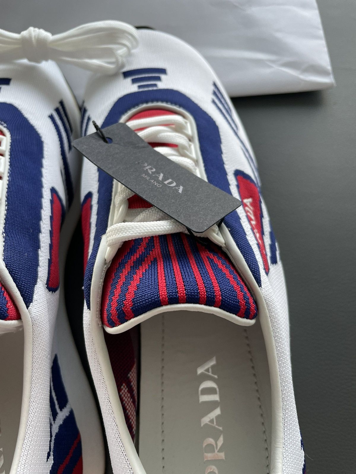 Limited Edition Rare Runway Multi Color Prada Logo Sneakers