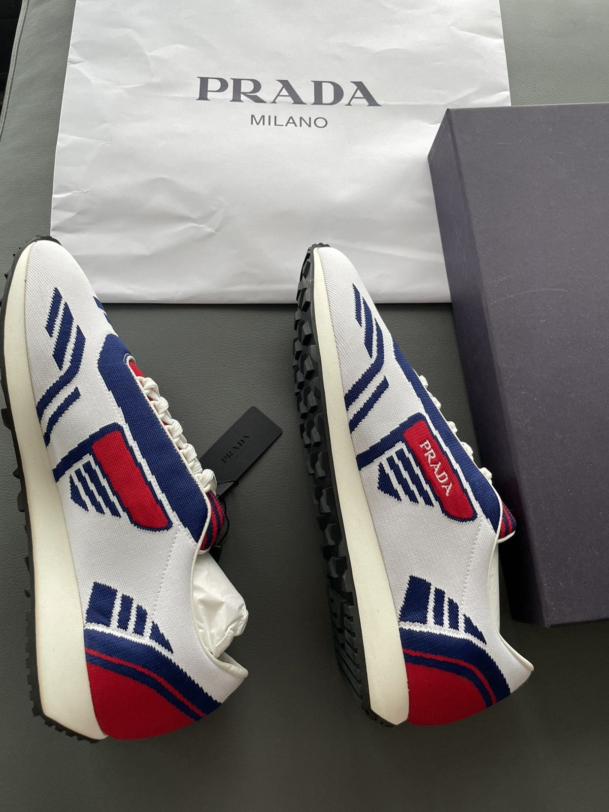 Limited Edition Rare Runway Multi Color Prada Logo Sneakers