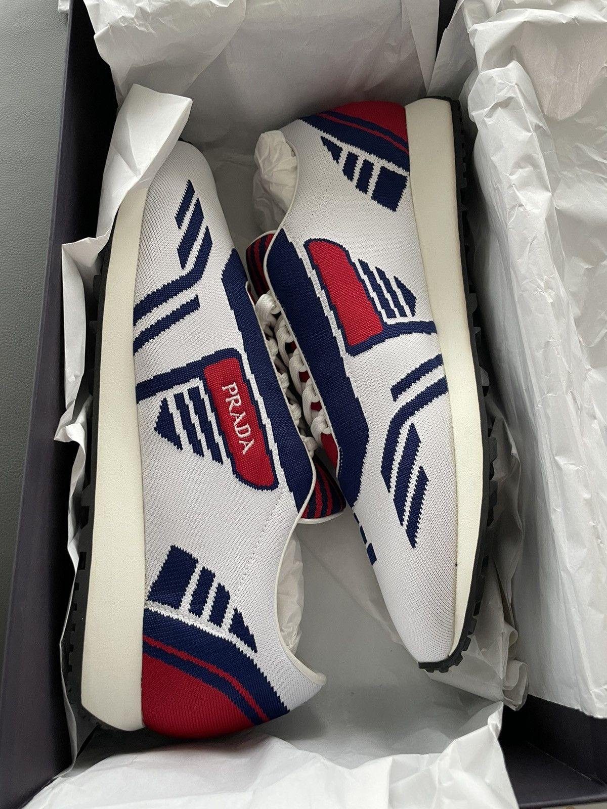 Limited Edition Rare Runway Multi Color Prada Logo Sneakers