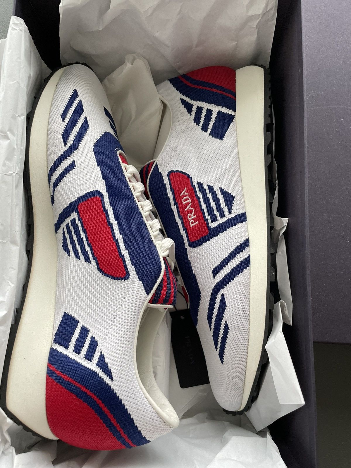 Limited Edition Rare Runway Multi Color Prada Logo Sneakers