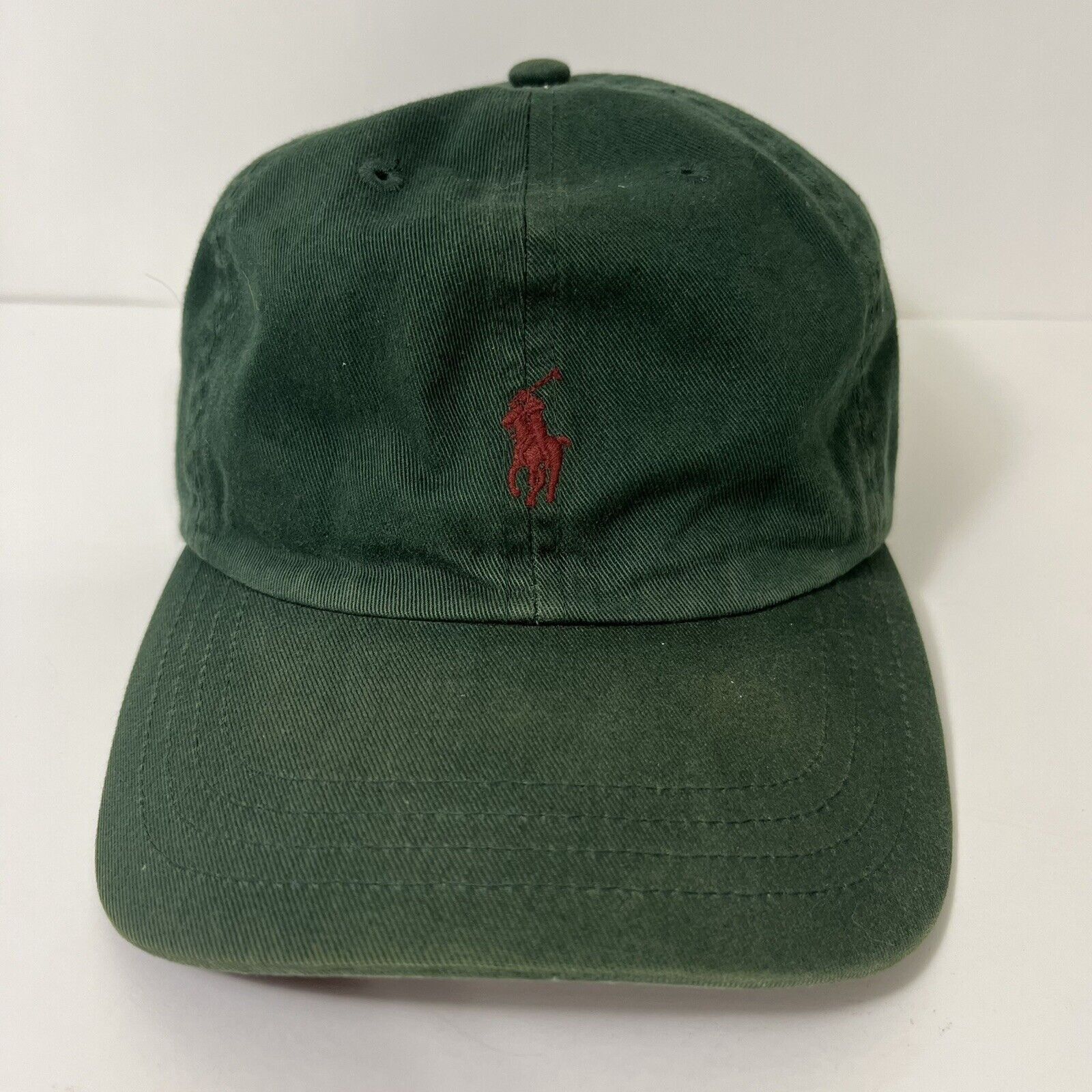 Polo Ralph Lauren Vtg Faded Green Polo Ralph Lauren Red Pony Leather ...