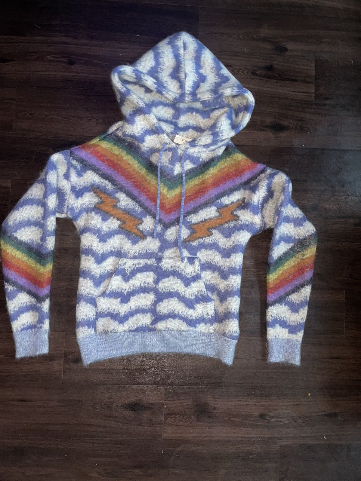 Celine CELINE OVERSIZED MOHAIR JACQUARD MULTICOLOR HOODIE Grailed