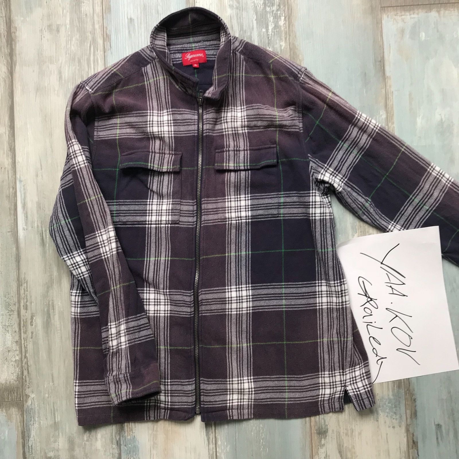 Supreme plaid flannel store zip up shirt