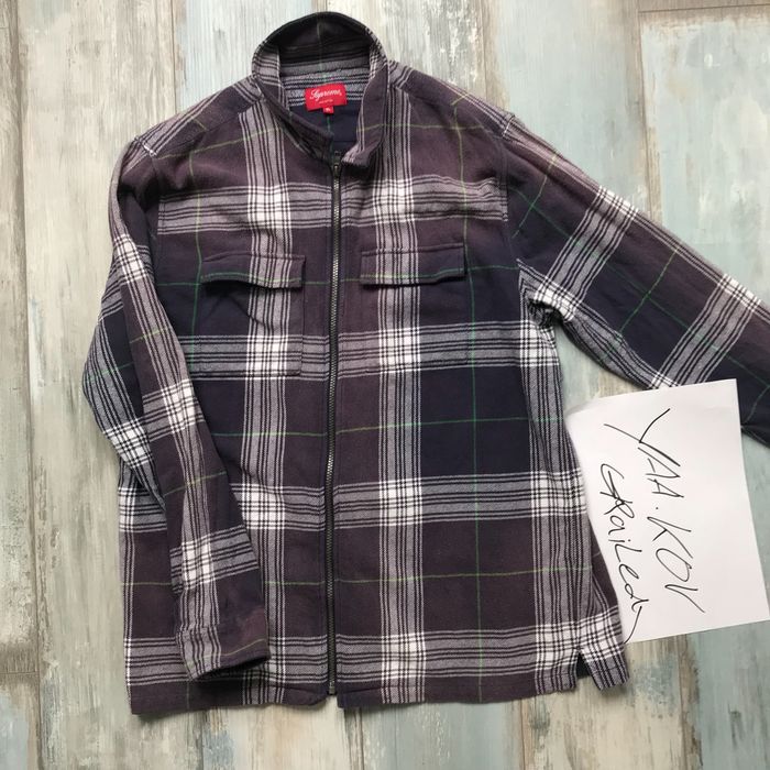 Supreme Faded Plaid Flannel Zip Up Shirt | Grailed