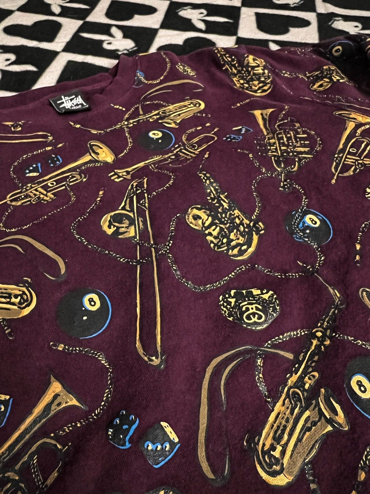 Stussy × Vintage Vintage Stussy Allover Print Sweater Size US L / EU 52-54 / 3 - 4 Thumbnail
