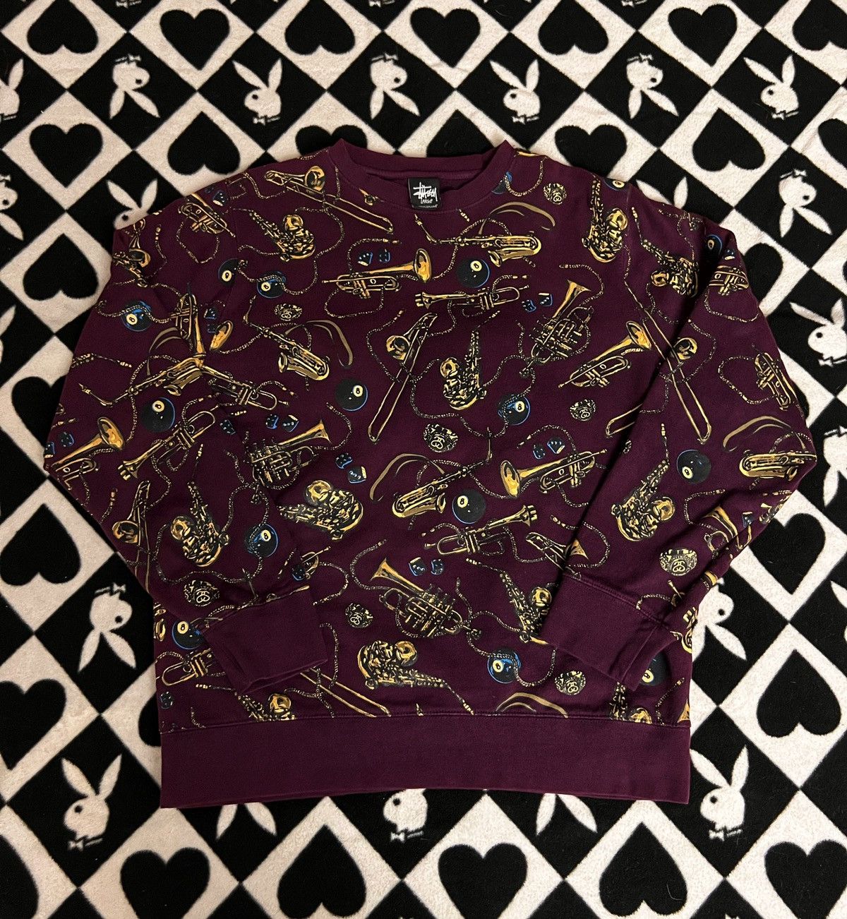 Stussy × Vintage Vintage Stussy Allover Print Sweater Size US L / EU 52-54 / 3 - 2 Thumbnail