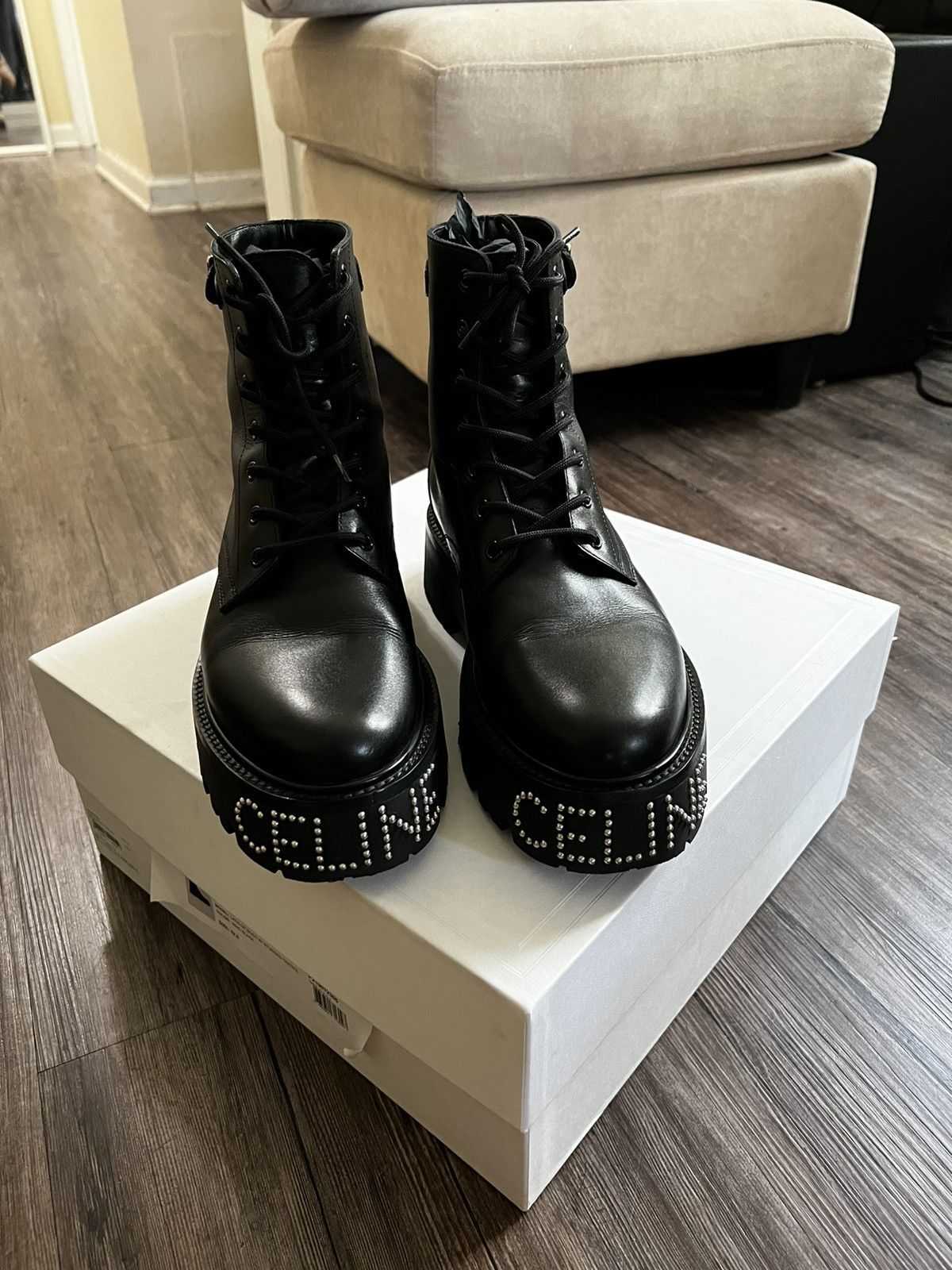 Celine Studded Logo Boots Size US 9.5 / EU 42-43 - 1 Thumbnail