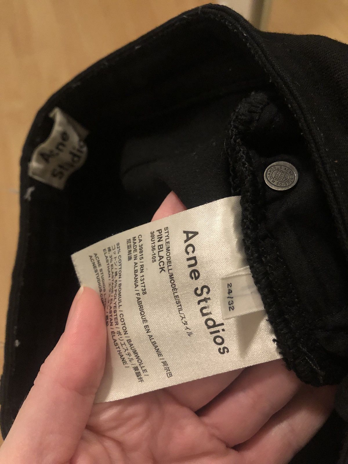 Acne Studios Women’s ACNE Pin Black Skinny Jeans - 24x32 Size 24" / US 00 / IT 34 - 2 Thumbnail