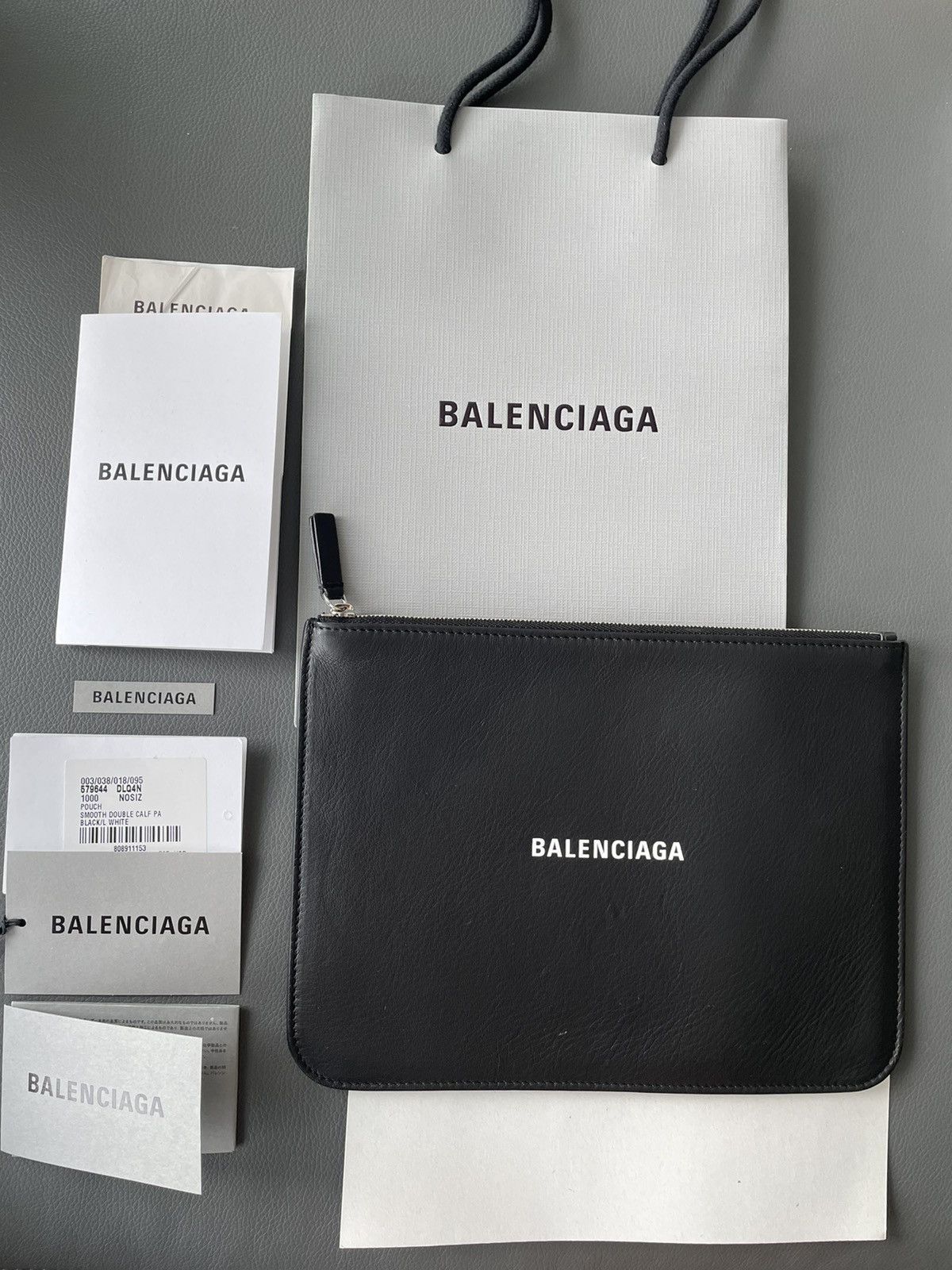 Balenciaga Rare New Balenciaga Runway Brand New Logo Leather Pouch Bag Size ONE SIZE - 10 Thumbnail