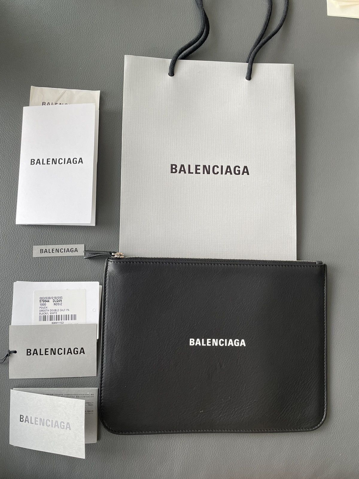 Balenciaga Rare New Balenciaga Runway Brand New Logo Leather Pouch Bag Size ONE SIZE - 1 Thumbnail