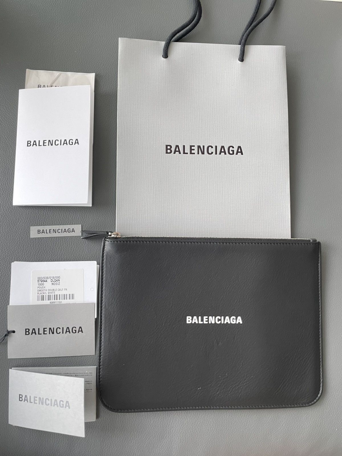 Balenciaga Rare New Balenciaga Runway Brand New Logo Leather Pouch Bag Size ONE SIZE - 2 Thumbnail