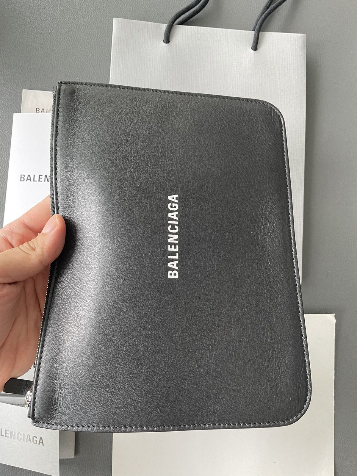 Balenciaga Rare New Balenciaga Runway Brand New Logo Leather Pouch Bag Size ONE SIZE - 11 Thumbnail